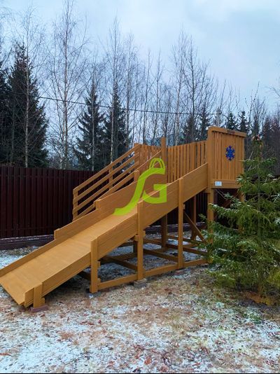 Деревянная зимняя горка "IgraGrad Snow Fox", скат 4 м