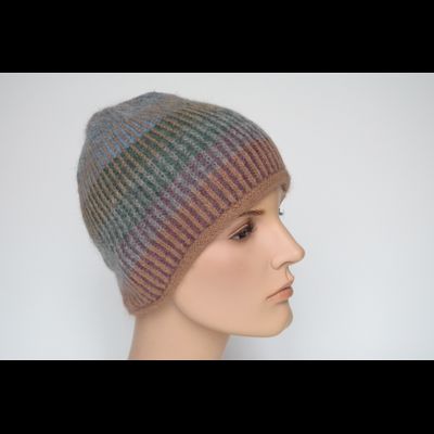 Разноцветная коричневая шапка в полоску Vizio Италия 6520 С