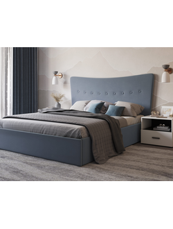 Кровать двуспальная, MyCloud Смайл с подъемным механизмом, бельевым ящиком, мягкое изголовье овальное