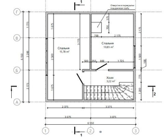 Двухэтажный каркасный дом с двумя спальнями 50м² (SK64)