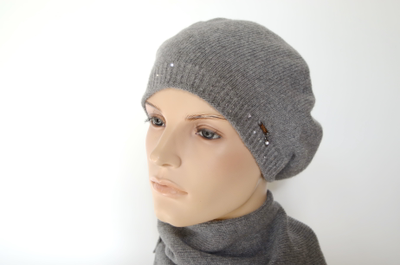 Vizio Италия 9000 В берет серый из кашемира фото