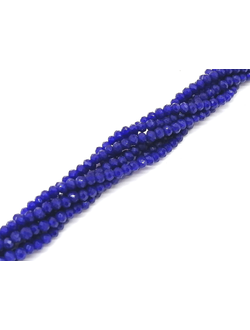 Бусины стеклянные граненные "Рондель", 2 мм, цвет темно синий (303)