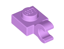 Plate, Modified 1 x 1 with Open O Clip Horizontal Grip, Medium Lavender (61252 / 6347299)