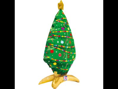 Шар 3D (32''/81 см) Фигура на подставке, Новогодняя елочка, Ярко-зеленый, 1 шт
