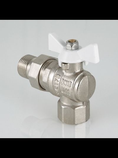 Кран шаровый VALTEC BASE угловой с полусгоном и белой ручкой 1/2 3/4 VT.228.NW