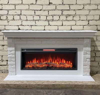 Линейный электрический камин Канзас WT с очагом Joker 45