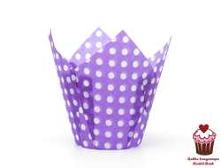 Форма для выпечки Тюльпан Фиолетовый в горошек, 12 шт