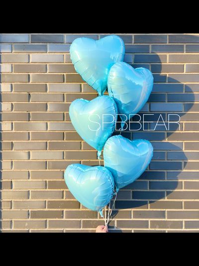 Фольгированные шары Сердца 5 штук голубые