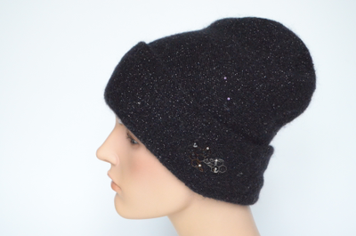 Черная женская шапка с отворотом Vizio Италия 8058 CRY
