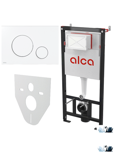 Рамная инсталляция AlcaPlast AM101/1120-4:1 RU M670-0001 SET 4v1 с белой клавишей смыва у Marysя