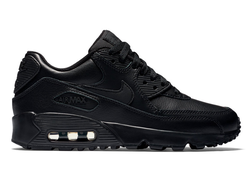 Nike Air Max 90 черные, кожа женские (36-41) Арт. 077М