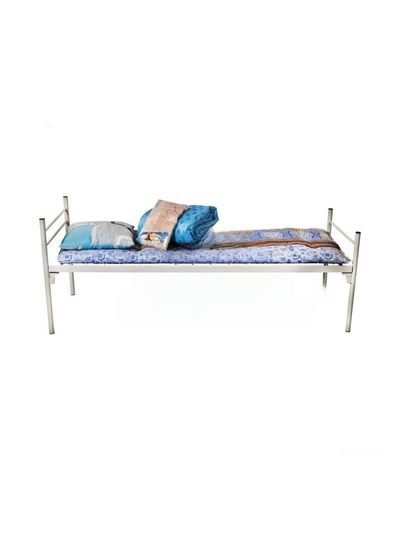 Кровать металлическая одноярусная "Бюджет"КМ-1-1 (700х1900, сетка 100х100), цвет серый