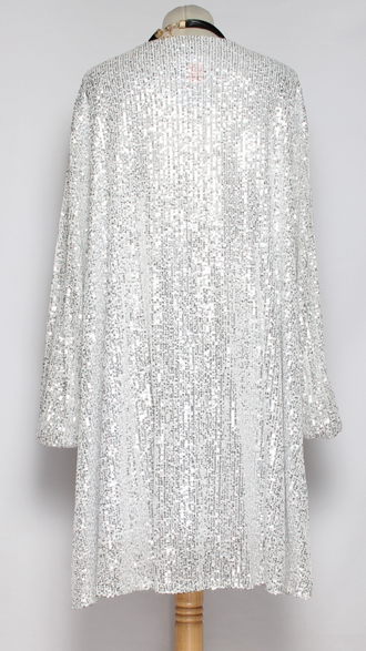 ПЛАТЬЕ-ТУНИКА НАРЯДНОЕ "РАСКЛЕШЕННОЕ ПАЙЕТКИ" белое р.46,50,52