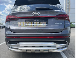 Защита заднего бампера с перемычками d60/42 для Hyundai Santa fe 2021-2024