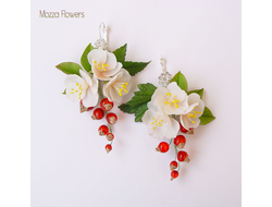 Серьги "Яблоня и красная смородина".