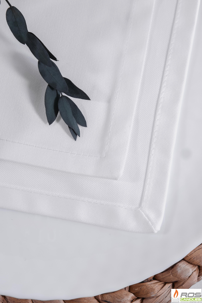 Текстильная салфетка для ресторана 45*45см, белая, евроуголок, без рисунка - 50шт