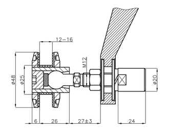 Рутель для скрытого монтажа, QPT12-48-B (12-16)