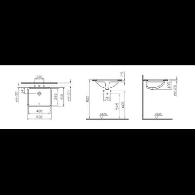 Раковина  встраиваемая снизу VitrA S50, 48 см, цвет белый, 5339B003-0012