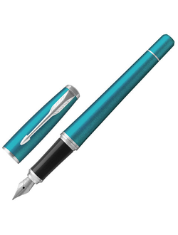 Ручка подарочная перьевая PARKER "Urban Core Vibrant Blue CT", изумрудный глянцевый лак, хромированные детали, синяя, 1931594
