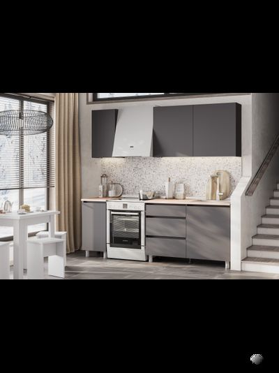 Денвер кухонный гарнитур 1,6 м Графит серый