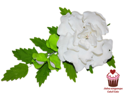 Цветы сахарные ветка Пион белый, 20см