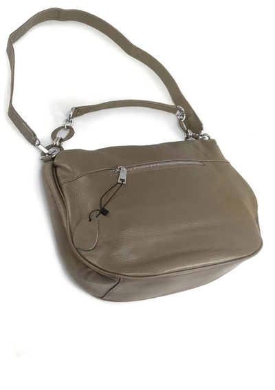 (АРТИКУЛ: 10066/1) СУМКА ЖЕНСКАЯ, НЕБОЛЬШАЯ, НАТУРАЛЬНАЯ КОЖА, ТЕМНО-БЕЖЕВАЯ, С ПЛЕЧЕВЫМ РЕМНЕМ