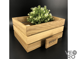 Деревянный ящик для хранения 31 х 23 х 15 см (ШхДхВ), дуб, оттенок натуральный, VERO