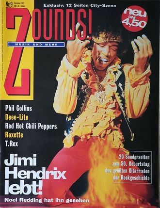 Zoundsi Magazine September 1992 Jimi Hendrix, Phil, Иностранные музыкальные журналы, Intpressshop