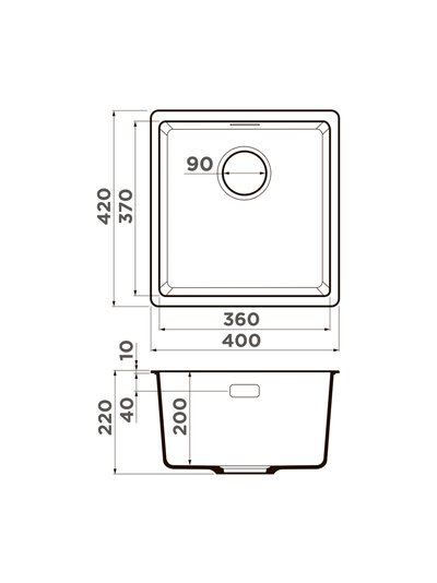 МОЙКА OMOIKIRI KATA 40-U BL