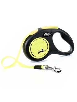 Flexi рулетка Neon New S (до 15 кг) лента 5 м, светоотражающая, желтый неон