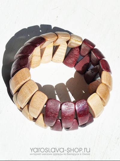М-153. Браслет деревянный коготки 2 слоя из разных пород дерева.