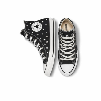 Кеды Converse All Star черные высокие со звездочками