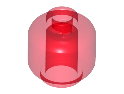 Minifigure, Head Plain - Vented Stud, Trans-Red (28621 / 6276023)