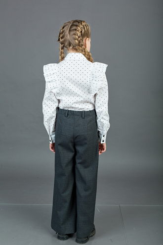 Д 5306 Блузка длинный рукав Крупный горошек р.116-158