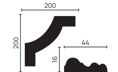 Угловой элемент DECOR-DIZAYN C1-DD400 к молдингу DD400, из дюрополимера, под покраску, 4шт