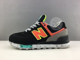 New balance 574 черные с оранжевым. Яркие (36-38) Арт. 083М