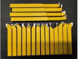 Набор заточенных токарных резцов по металлу 12х12 мм из 18 шт (Марка напаек M20)