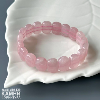 Браслет розовый кварц овалы 14,0-14,3х10,3-10,6 мм, цена за штуку