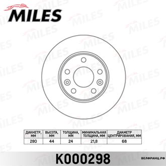 Диск тормозной пер. вентилируемый Renault Duster | Kaptur | Fluence MILES 402060010R 402064151R