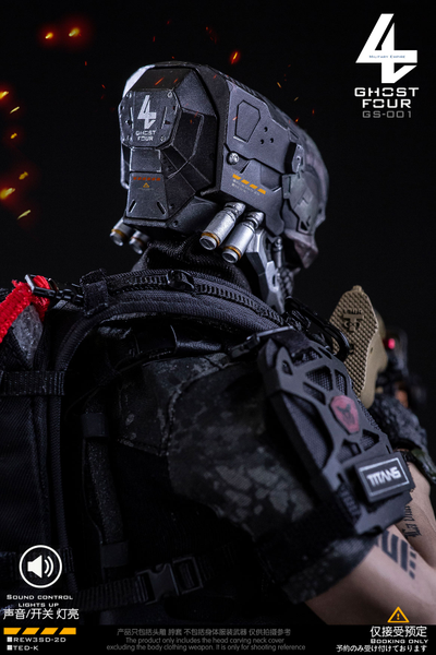 Голова (скульпт) Кибер-череп с LED-подсветкой - 1/6 GHOST FOUR (GS-001) -  Military Empire