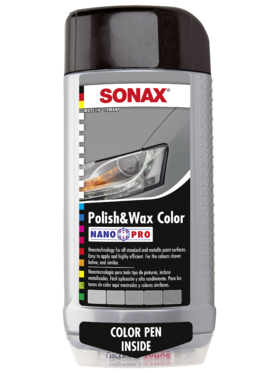 Полироль цветная с воском + карандаш &quot;SONAX Polish &amp; wax color NanoPro&quot; 500 мл (серебристая)