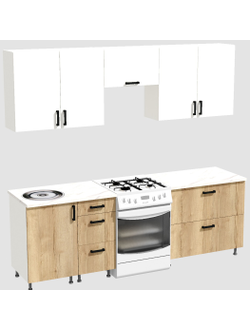 Кухня Эконом 1,8 метра (900х900) Цвет: Белый/Дуб Вотан