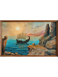 "Ладья в гавани" картон масло Чернышов 1994 год