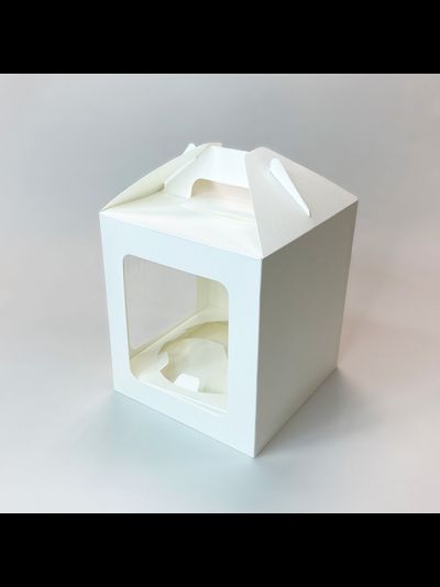 Коробка для прян. домика/кулича с 2 окнами (белая), 160*160*180мм
