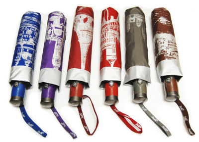 Зонт автоматический с двусторонним куполом (принт города внутри), 6 цветов