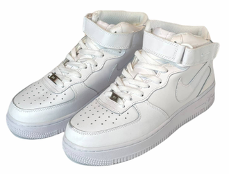 Nike Air Force 1 Mid All White с мехом