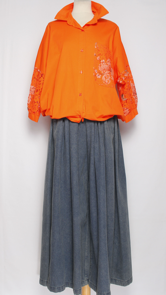 Рубашка хлопок "Карман кружево" апельсин до р.52