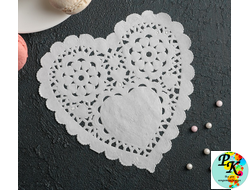 САЛФЕТКА АЖУРНАЯ БУМАЖНАЯ БЕЛАЯ СЕРДЕЧКО 12*14