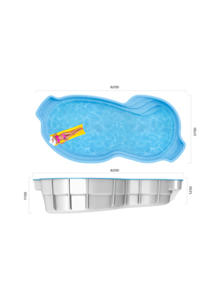 Композитный бассейн 8,2 х 3,7 х 1,25-1,7 "Манхэттен" Franmer