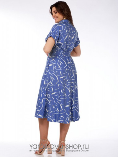 Нарядное платье из вискозы отрезное по талии с принтом полоски